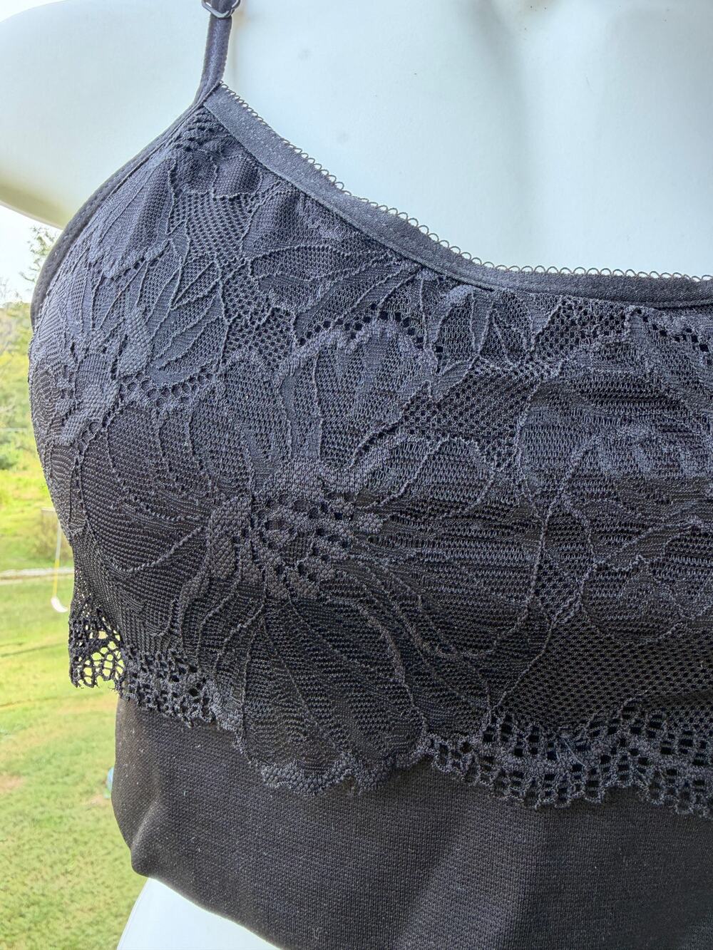 Dreamwear Floral Lace Bralette Black Crop Top L Goth Romantic Witchy Midnight